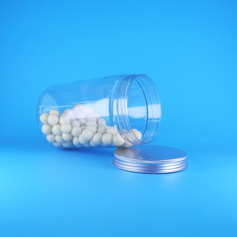 Pot transparent à large ouverture en PET pour aliments pour bébés, bonbons, grand et rond, avec couvercle plat en aluminium