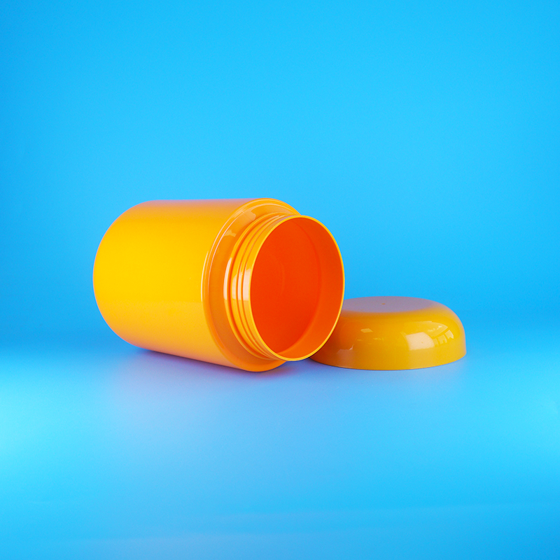 Bocaux à bonbons en plastique PET ronds orange hermétiques avec couvercle à vis orange