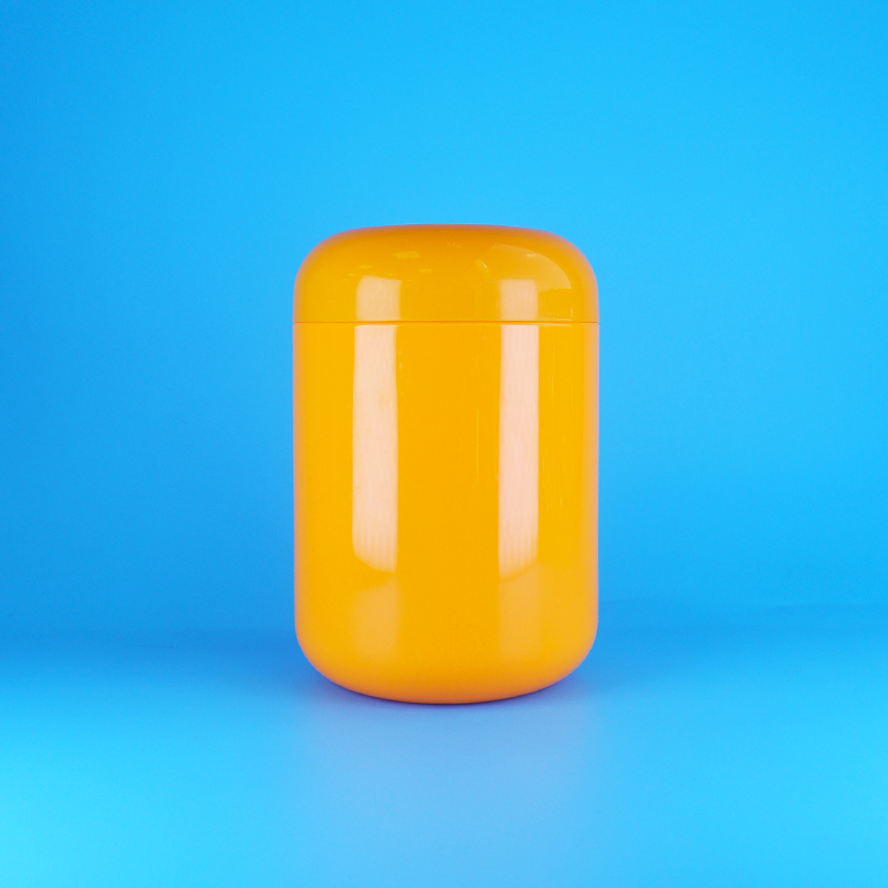 Bocaux à bonbons en plastique PET ronds orange hermétiques avec couvercle à vis orange
