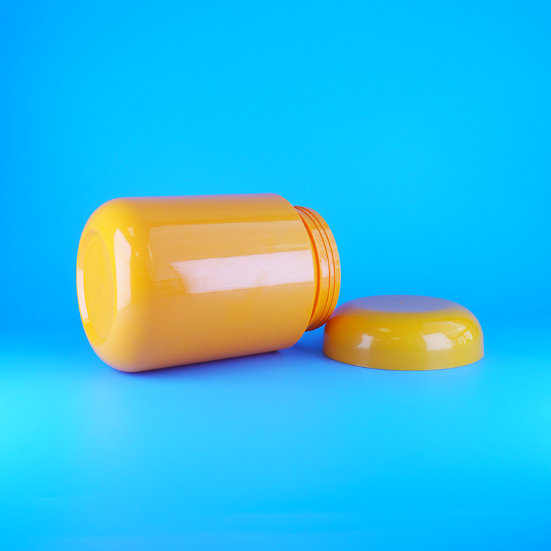 Bocaux à bonbons en plastique PET ronds orange hermétiques avec couvercle à vis orange