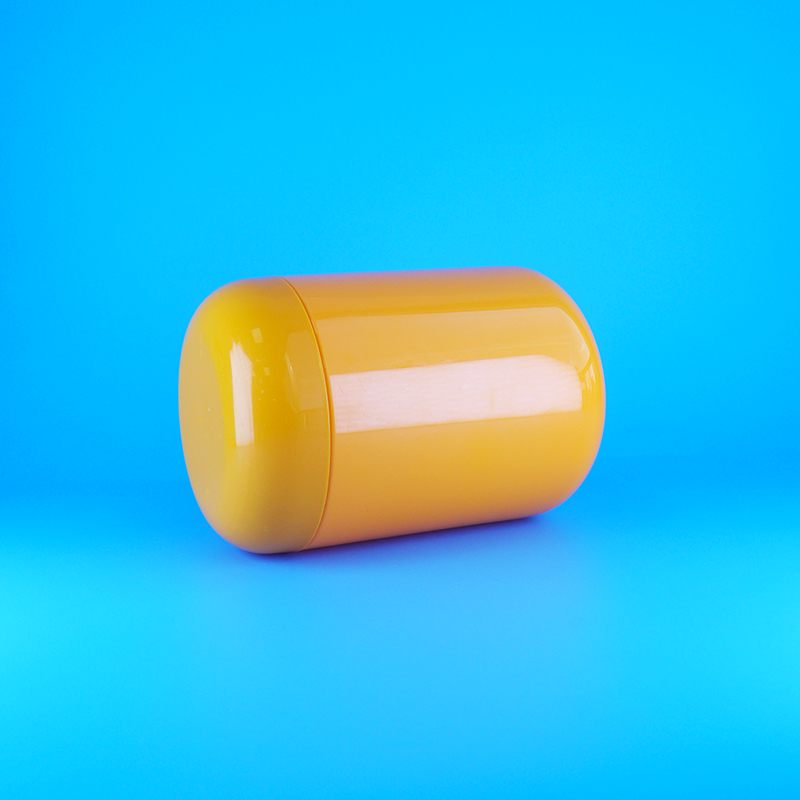 Bocaux à biscuits et bonbons ronds en plastique PET orange de qualité alimentaire avec bouchon plat à vis orange