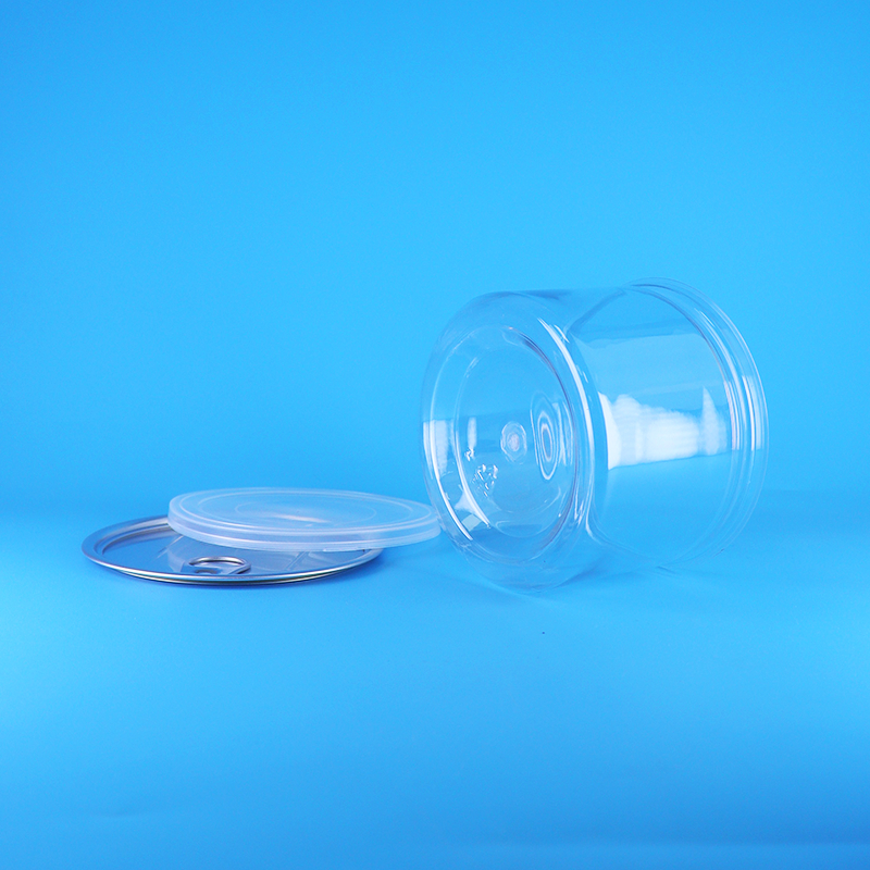 Boîte ronde en PET transparent avec couvercle facile à ouvrir pour aliments, bonbons, biscuits, collations, thé