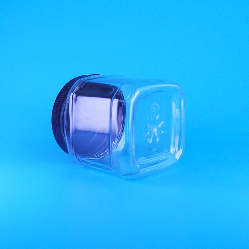 Couvercle à vis sans air Carré Snack en plastique Graines de raisins à raisins, haricots, noix de pin, bocaux de stockage