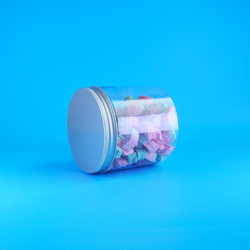 Couvercle facile à ouvrir en aluminium rond pour aliments, bonbons, biscuits, thé au jasmin, pot en plastique PET transparent