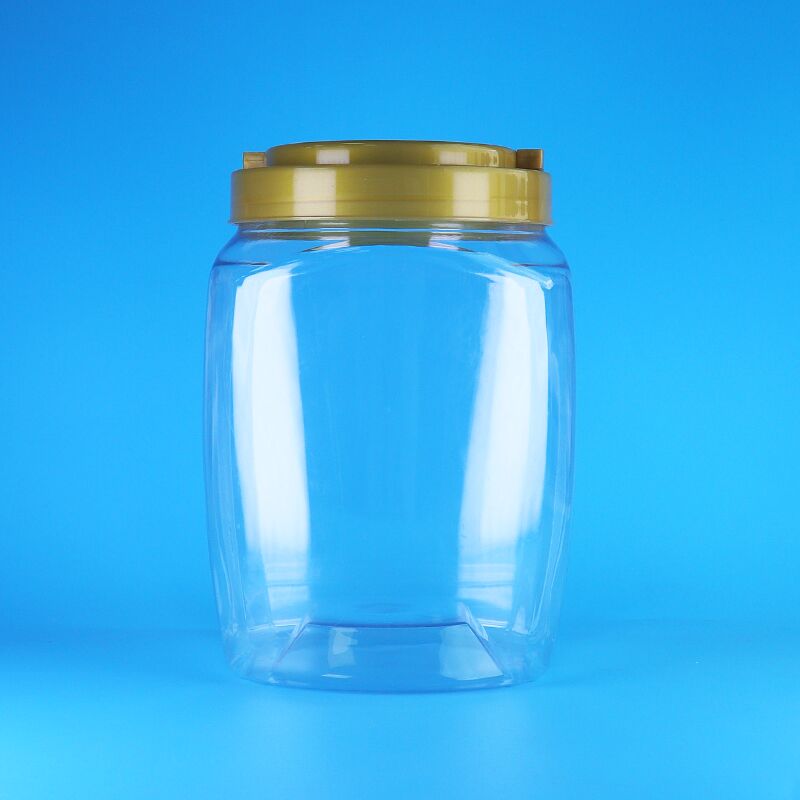 Manivelle carrée transparente, couvercle plat, plastique PET, biscuits sucrés, nourriture sèche, pots pour bébés
