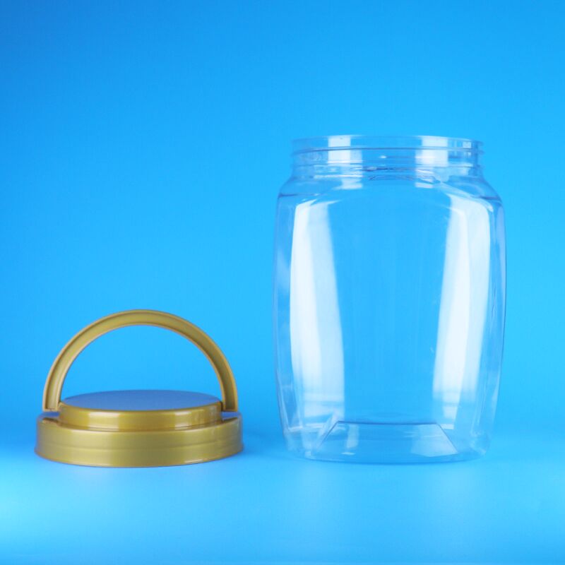 Manivelle carrée transparente, couvercle plat, plastique PET, biscuits sucrés, nourriture sèche, pots pour bébés