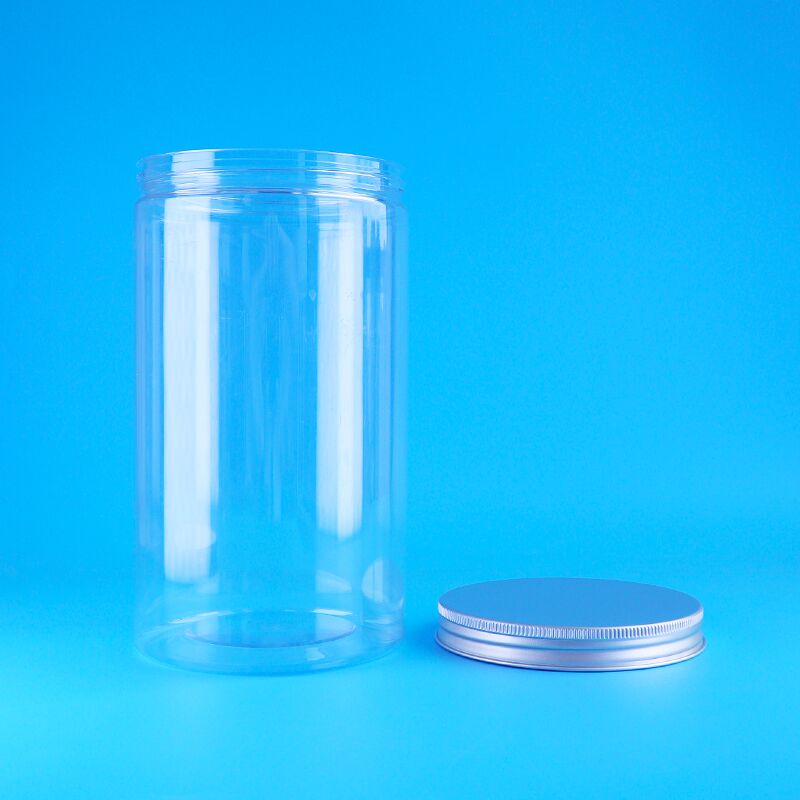 Bocaux ronds en PET transparents pour biscuits ours cacahuètes croustillantes aux fruits secs de qualité alimentaire, bouchons à vis