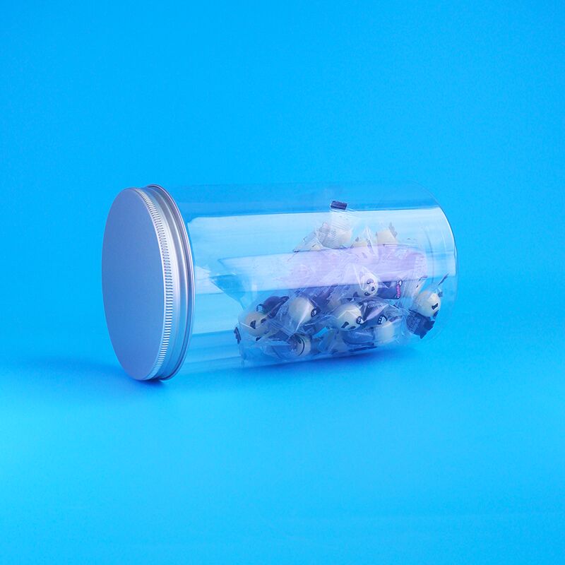 Bocaux ronds en PET transparents pour biscuits ours cacahuètes croustillantes aux fruits secs de qualité alimentaire, bouchons à vis