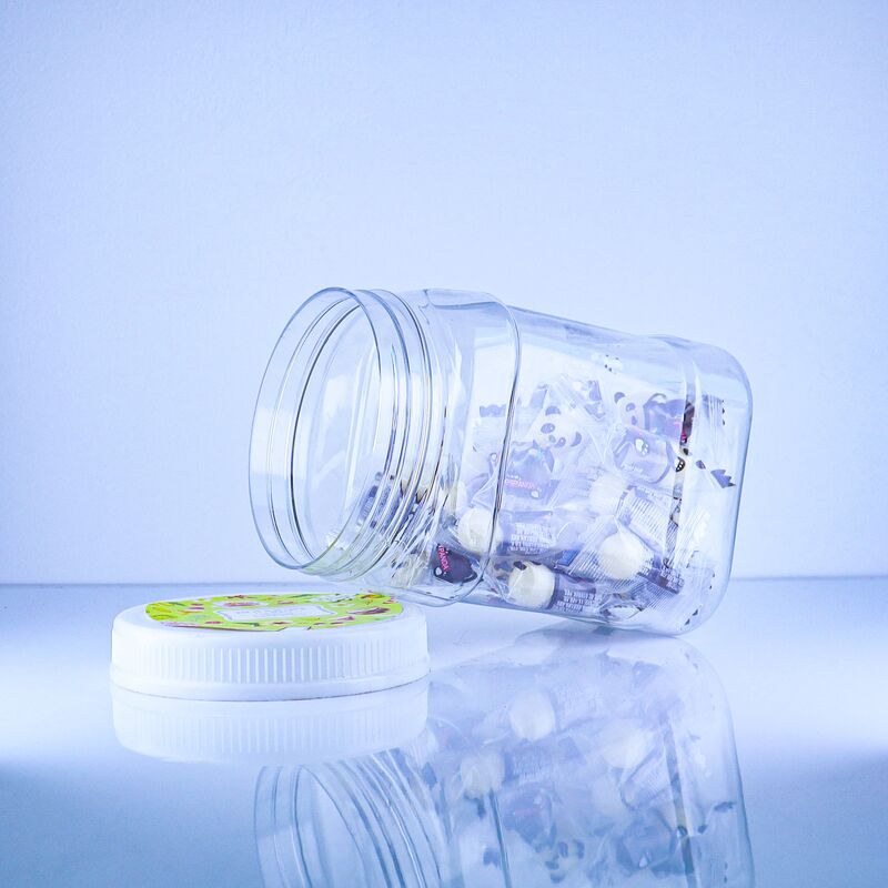 Pot en plastique PET transparent de forme carrée à fermeture hermétique, remplissage de gâteau d'igname chinois, biscuit, couvercle à vis