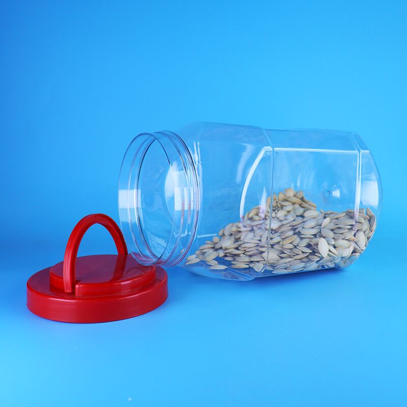 BPA libre 2100 ml de capacité PET pot en plastique avec couvercle à vis pour le stockage des bonbons et des biscuits
