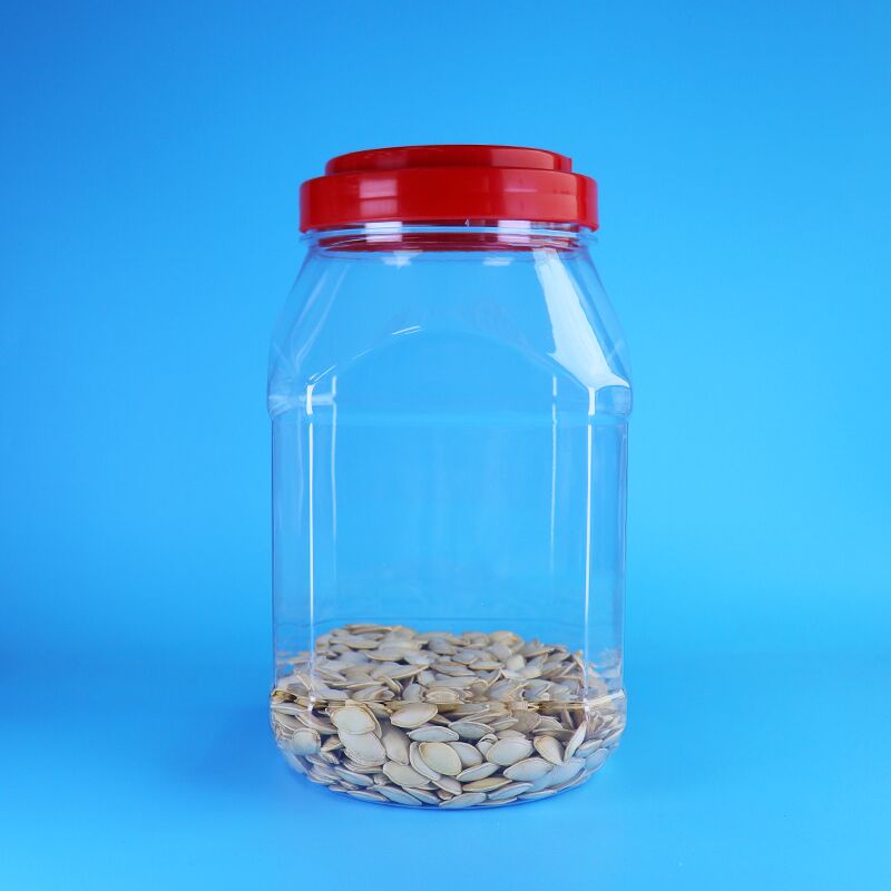 BPA libre 2100 ml de capacité PET pot en plastique avec couvercle à vis pour le stockage des bonbons et des biscuits
