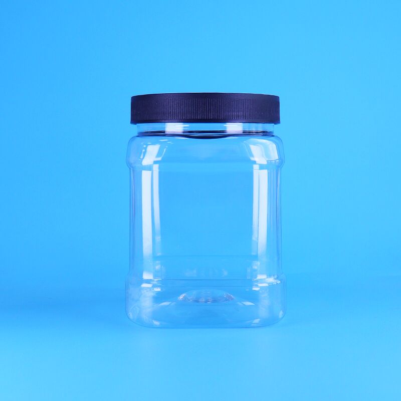 850 ml de flacon d'emballage en plastique en forme carrée en PET de qualité alimentaire avec couvercle à vis pour le stockage des aliments pour bébés et des bonbons