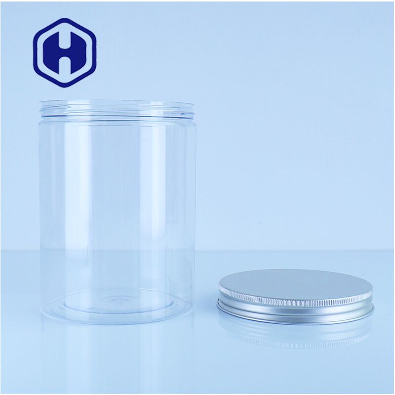 Produit alimentaire Clair PET en aluminium bouchon pots parfait pour les biscuits au chocolat bonbons facile fiable