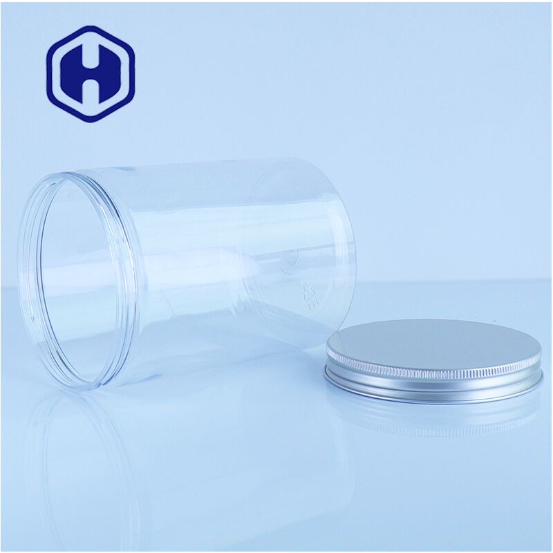 Produit alimentaire Clair PET en aluminium bouchon pots parfait pour les biscuits au chocolat bonbons facile fiable