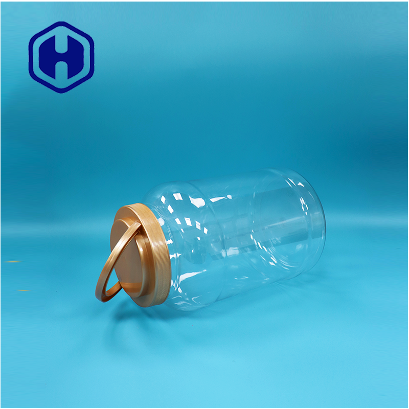 Pot à cuillère pour lait en poudre en plastique PET à large ouverture, rond et transparent, avec bouchon et poignée sans BPA