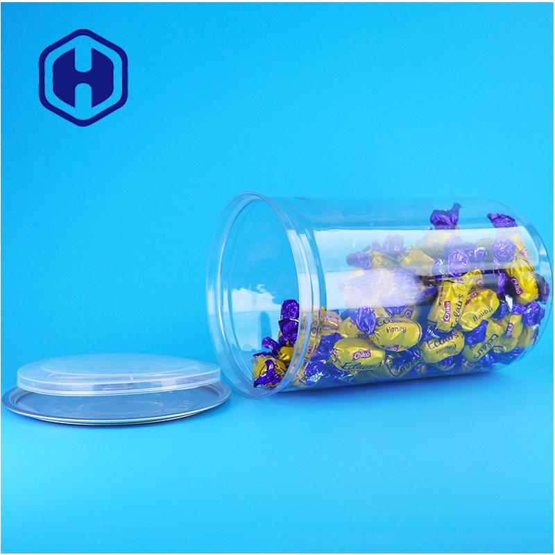 Céréales pour animaux de compagnie Noix mélangées sans BPA Cannes en PET transparentes en plastique avec couvercle en aluminium