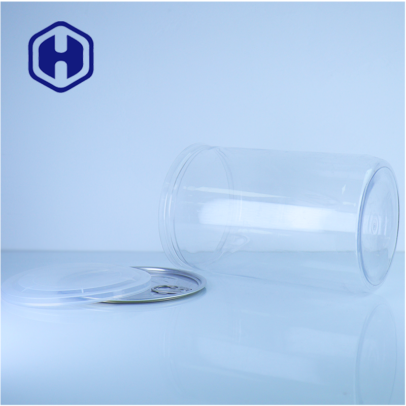 Couvercle en aluminium transparent de pot rond en plastique d'ANIMAL FAMILIER pour la catégorie comestible de casse-croûte de noix séchées