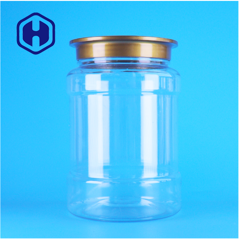 Caractéristique de qualité alimentaire personnalisée Plastique transparent PET Épice Aliments pour animaux de compagnie Contenants de stockage alimentaire de marque