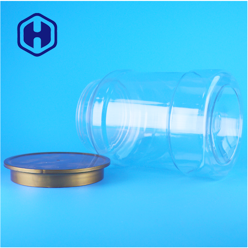 Caractéristique de qualité alimentaire personnalisée Plastique transparent PET Épice Aliments pour animaux de compagnie Contenants de stockage alimentaire de marque