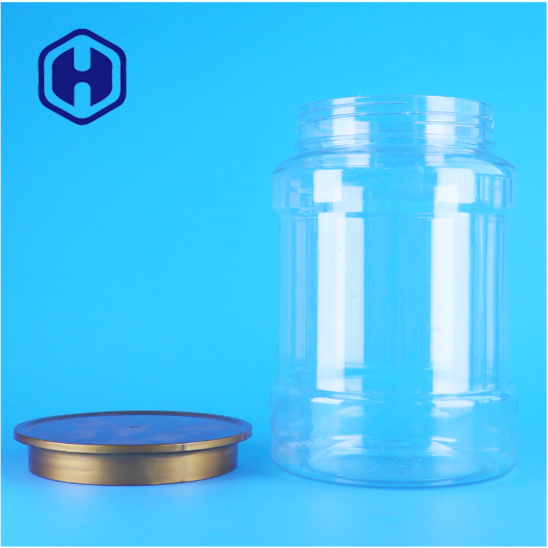 Produits alimentaires sûrs PET personnalisé plastique transparent frais et sec Pet Foods Cookies Jar avec couvercle à vis