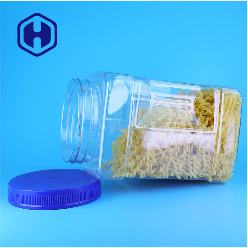 OEM Bulk Plastic Square Roasted Peanuts Mixed Nuts Trail Mix Jars With Screw Lids