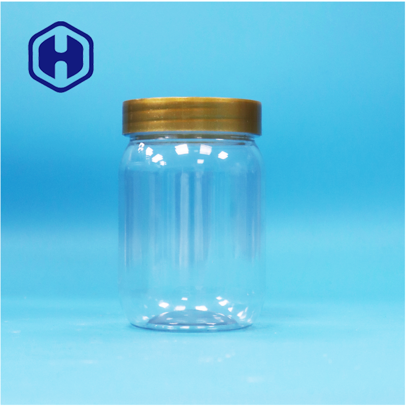 Pot transparent de forme cylindrique ronde pour aliments pour animaux de compagnie, sucette, miel, biscuit, pot en plastique, couvercle à vis marron