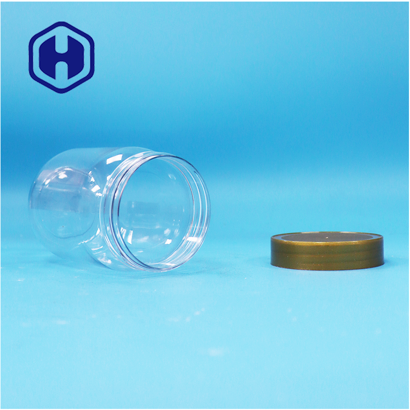 Pot transparent de forme cylindrique ronde pour aliments pour animaux de compagnie, sucette, miel, biscuit, pot en plastique, couvercle à vis marron