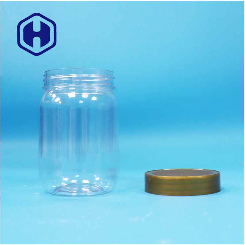 Pot transparent de forme cylindrique ronde pour aliments pour animaux de compagnie, sucette, miel, biscuit, pot en plastique, couvercle à vis marron