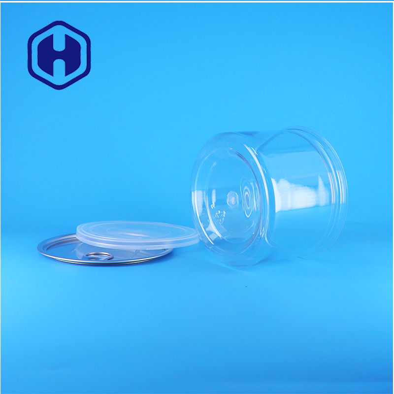 Boîte ronde en PET transparent avec couvercle facile à ouvrir pour aliments, bonbons, biscuits, collations, thé