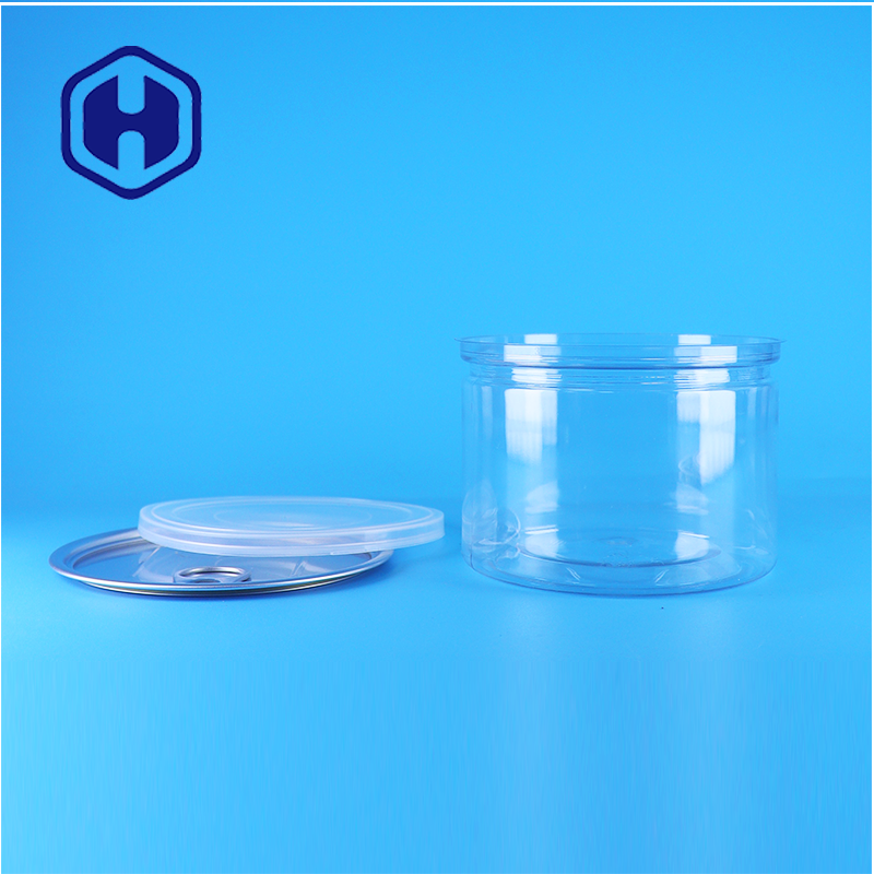 Boîte ronde en PET transparent avec couvercle facile à ouvrir pour aliments, bonbons, biscuits, collations, thé