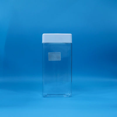 Facile Ouvrir Transparent Alimentation PET carré Plastique Bonbons biscuits Bocal Blanc Couvercle en plastique