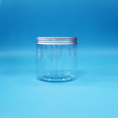 Bouteille à large bouche ronde transparente en PET en plastique bonbons alimentaires pot de biscuits en aluminium