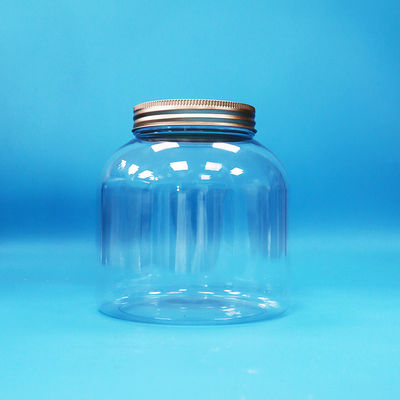 Bouteilles de nourriture quotidienne en plastique PET rond transparent avec couvercle à vis en aluminium