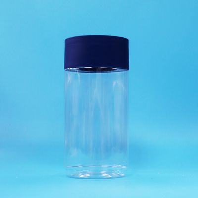 Pot à biscuits en plastique PET transparent de forme ovale avec bouchon inviolable sans BPA