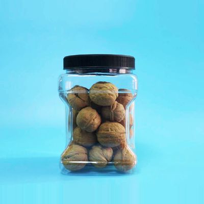 Food Grade Black Screw Lid PET Plastic Grip Square Food Jar For Baby Food Candy Cookies
