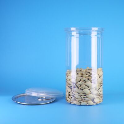 Bouche large, couvercle ouvert, biscuits de qualité alimentaire, bonbons, fruits secs, PET clair, 700 ml