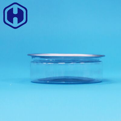 Boîte en plastique en PET en fer blanc simple à ouvrir, ronde, pour les aliments, bonbons, biscuits et collations