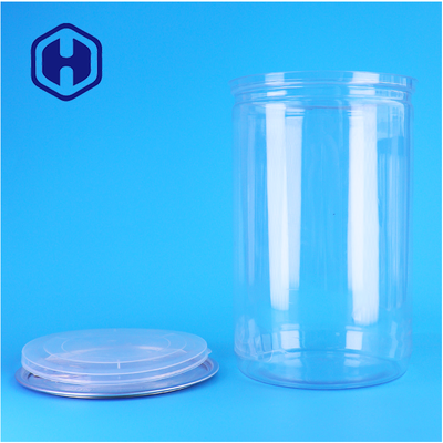 Ronde PET boîte en plastique clair avec couvercle en aluminium épices sucre poudre de protéines facile à verser