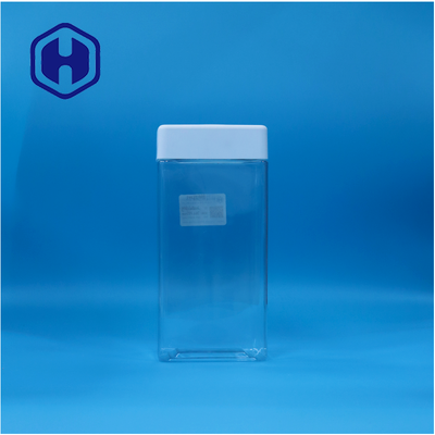 Facile Ouvrir Transparent Alimentation PET carré Plastique Bonbons biscuits Bocal Blanc Couvercle en plastique