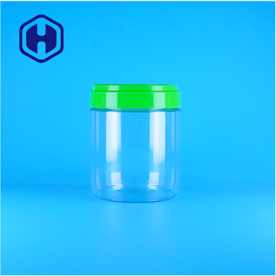 Pot de beurre de cacahuète rond transparent en PET plastique vide, scellable, de qualité alimentaire, avec bouchon à vis et poignée